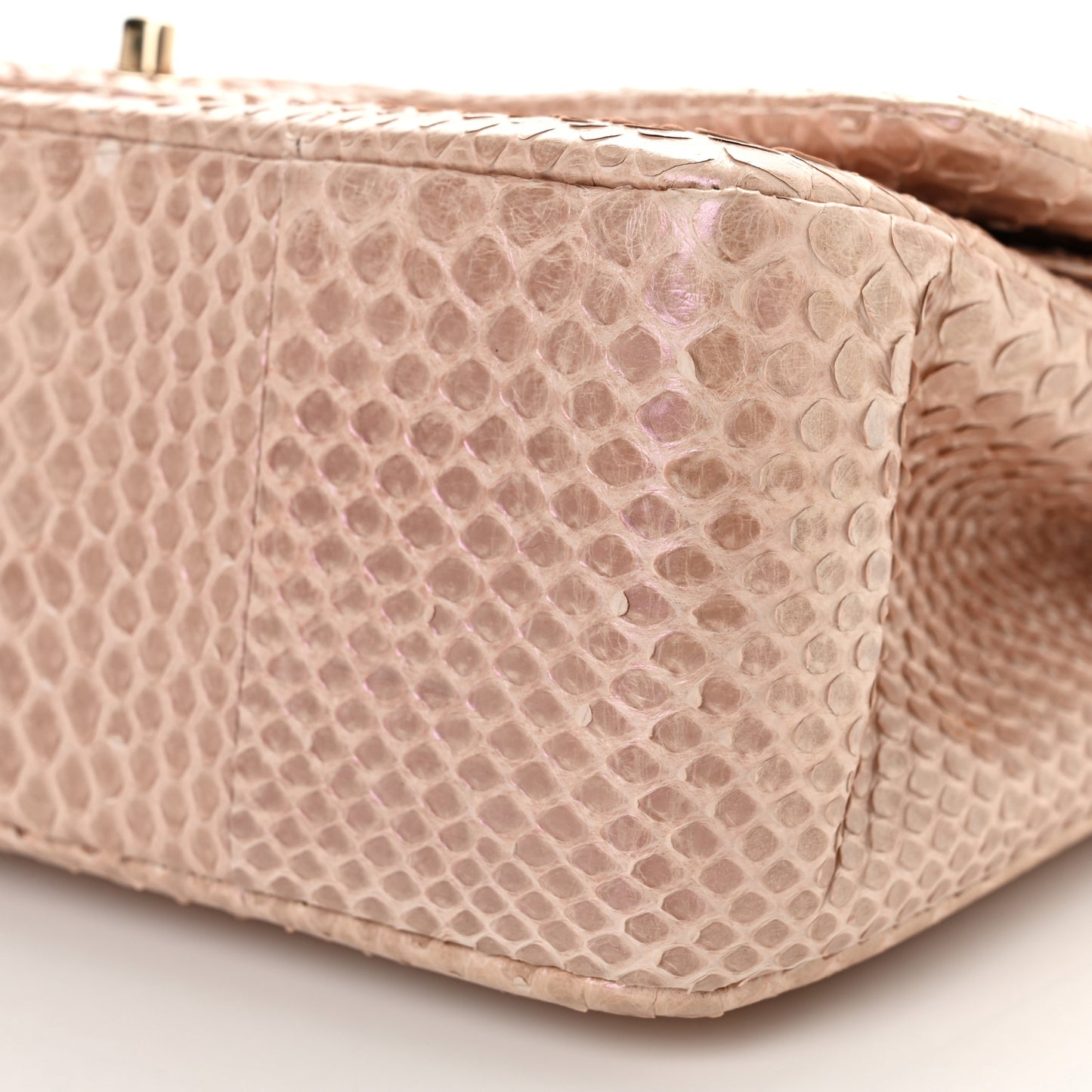 Metallic Snakeskin Jumbo Double Flap Pink