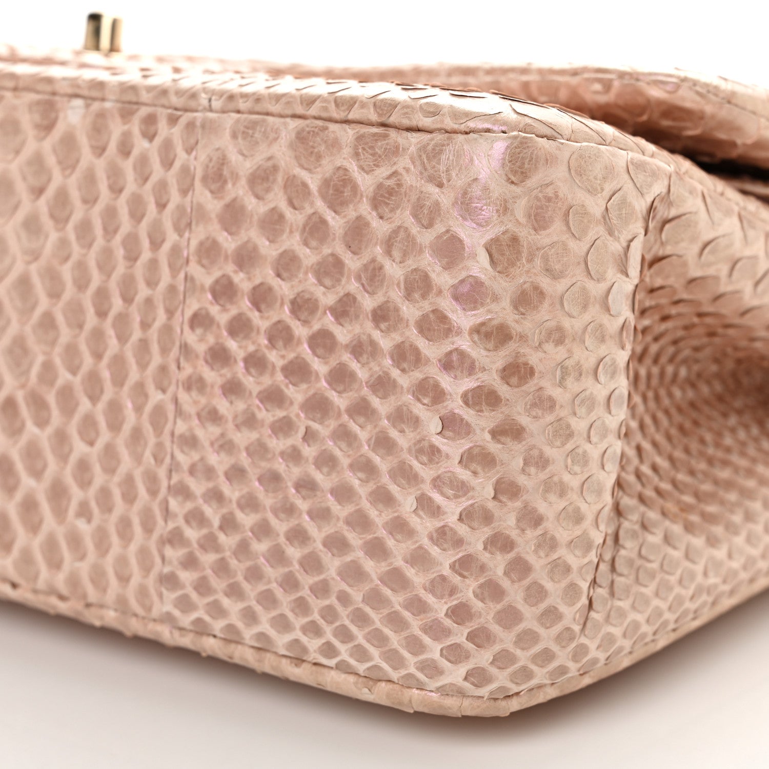 Chanel Metallic Snakeskin Jumbo Double Flap Pink 10 of 10