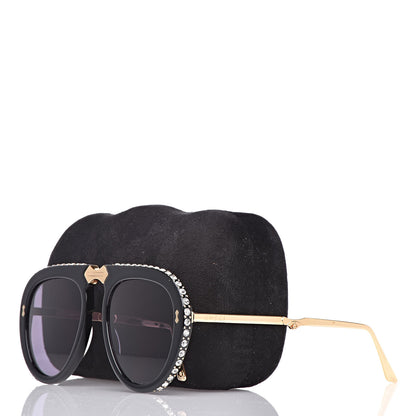 Gucci Acetate Crystal Foldable Aviator Sunglasses GG0307S Black 11 of 11