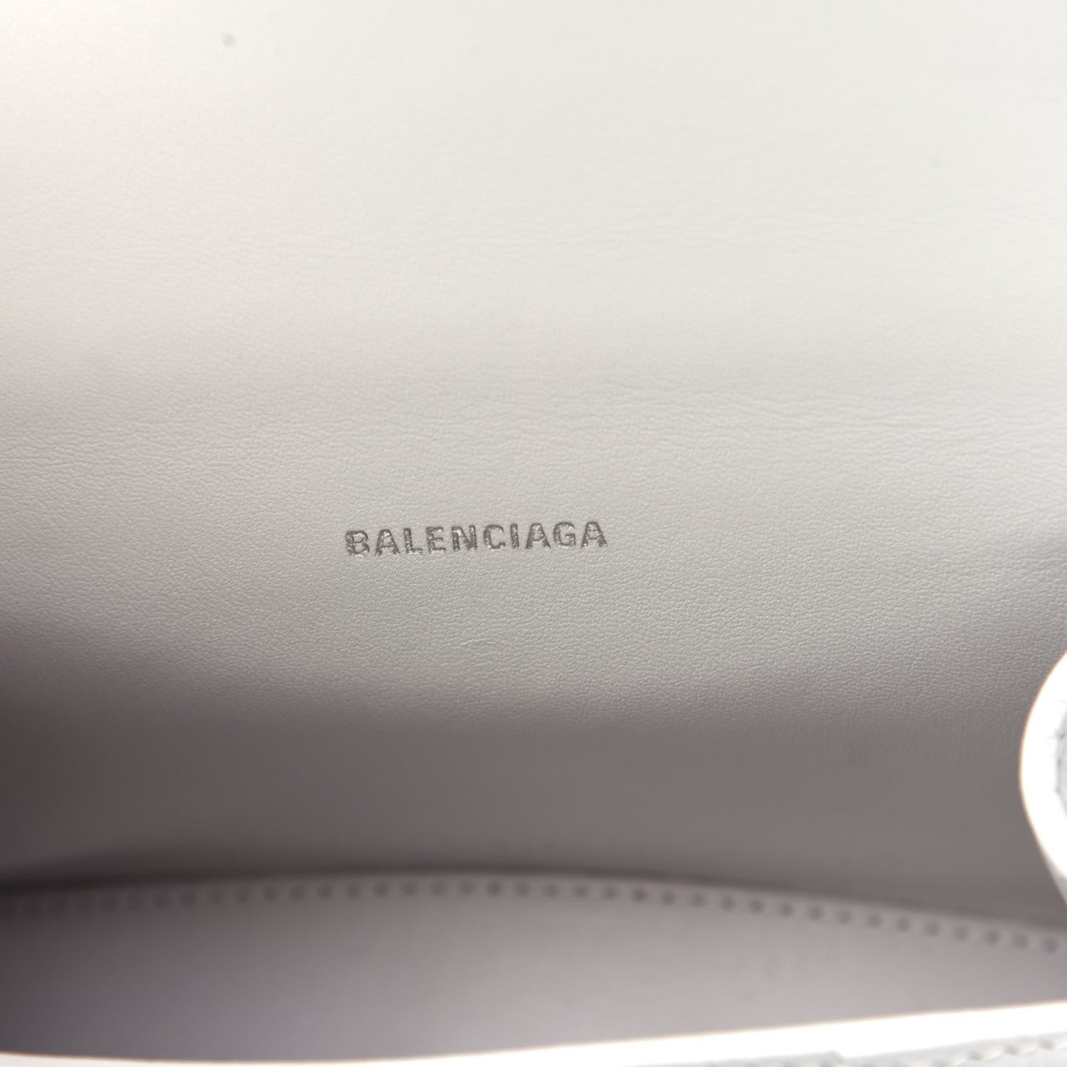 Balenciaga Shiny Calfskin Crocodile Embossed Hourglass Top Handle Bag XS White 6 of 9