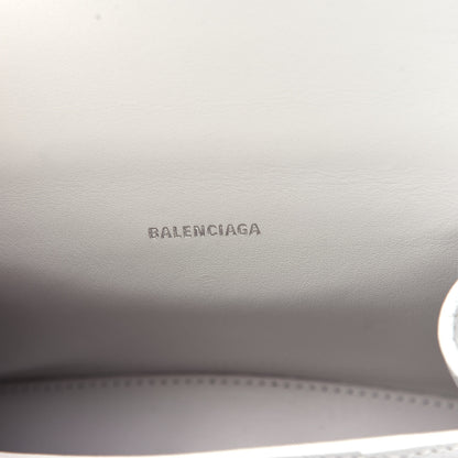 Balenciaga Shiny Calfskin Crocodile Embossed Hourglass Top Handle Bag XS White 6 of 9