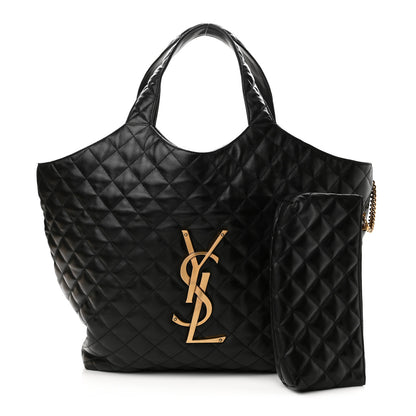 Saint Laurent Lambskin Quilted Maxi Icare Shopping Tote Black 1 of 11
