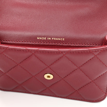 Chanel Lambskin Quilted Top Handle Flap Coin Purse With Chain Burgundy 7 of 8