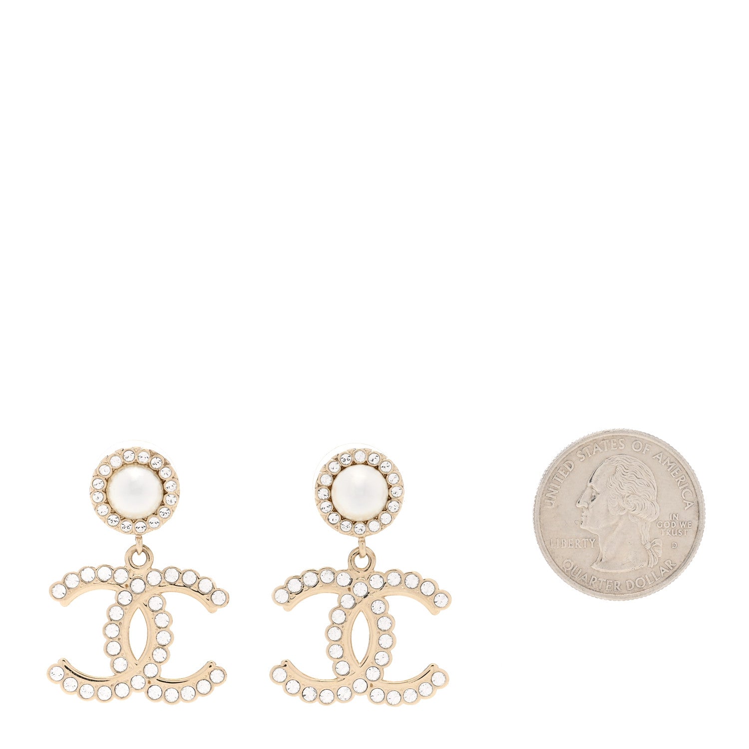 Chanel Crystal Pearl Bow-tiful CC Drop Earrings Gold 2 of 7
