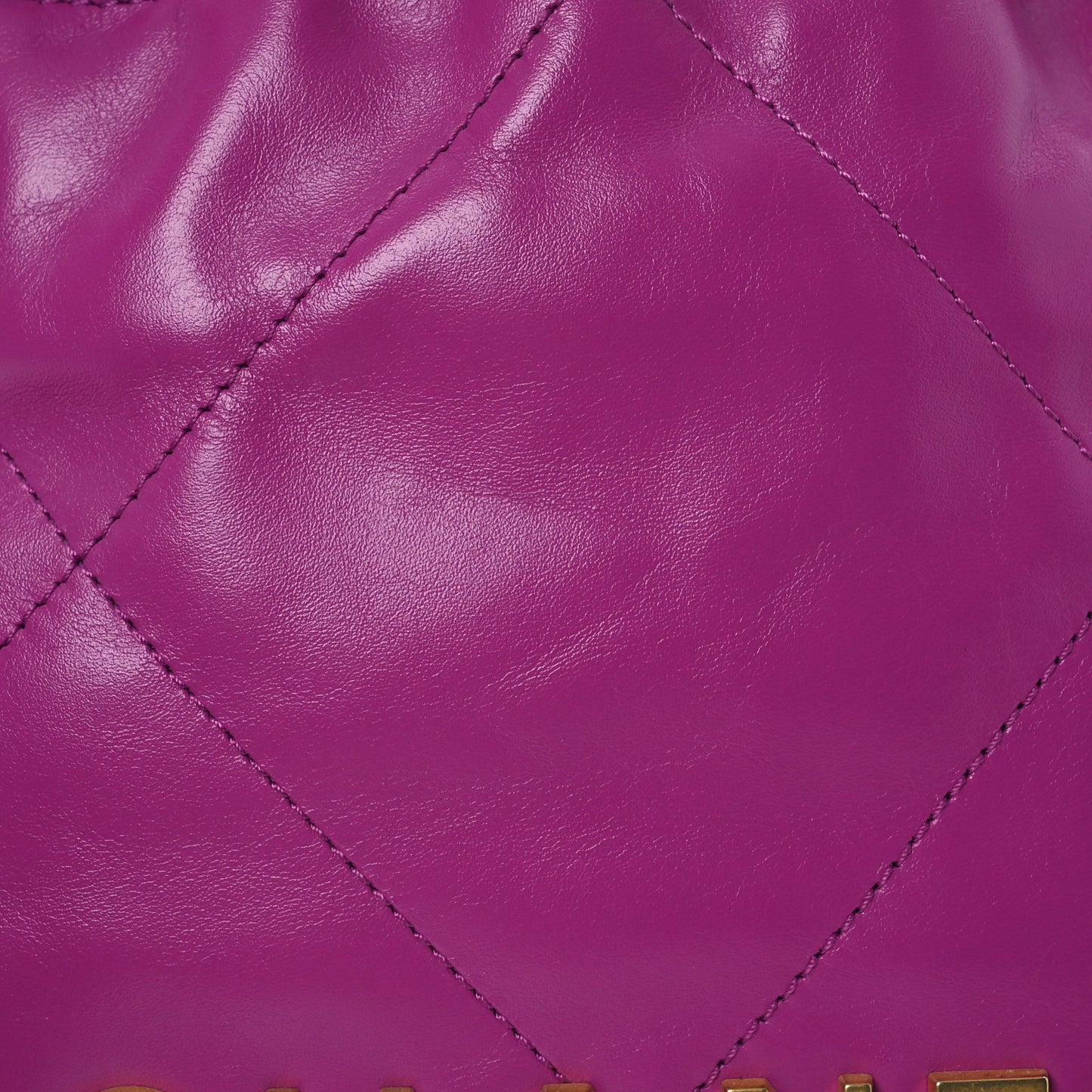 Shiny Calfskin Quilted Mini Chanel 22 Purple