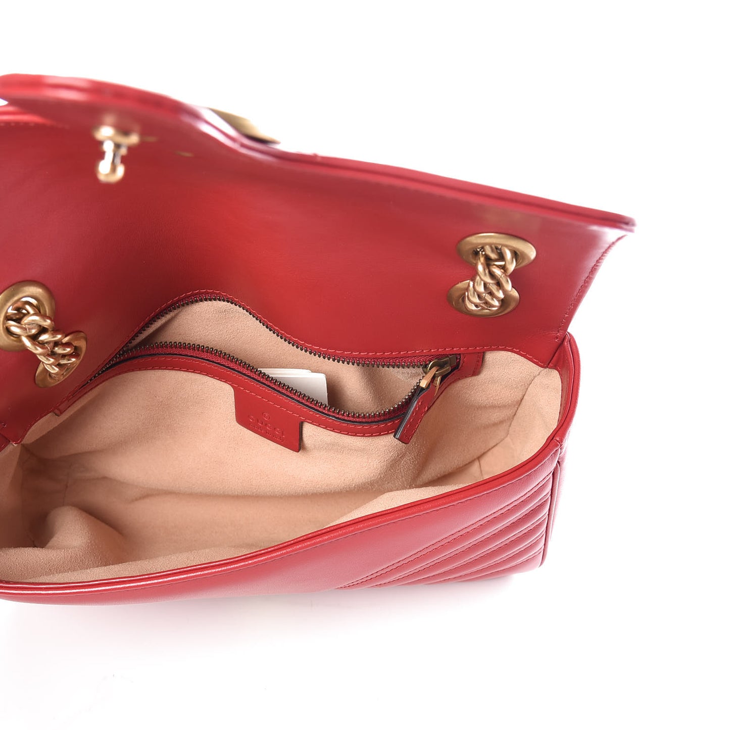 Calfskin Matelasse Small GG Marmont Shoulder Bag Hibiscus Red