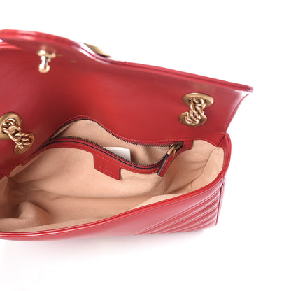 Gucci Calfskin Matelasse Small GG Marmont Shoulder Bag Hibiscus Red 5 of 11