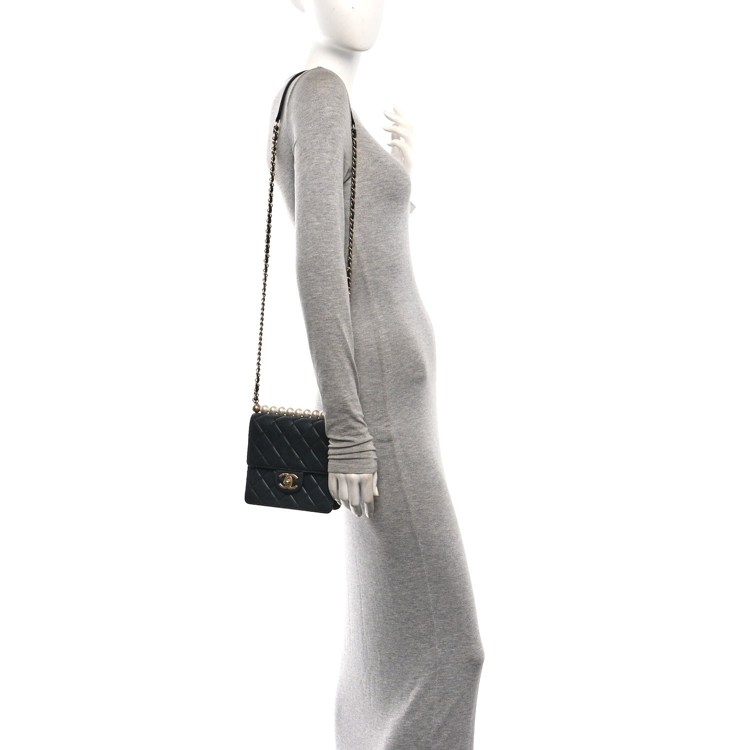 Chanel Lambskin Quilted Chic Pearls Flap Black 2 of 10
