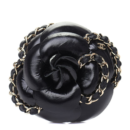 Chanel Lambskin Chain CC Camellia Brooch Black 1 of 5