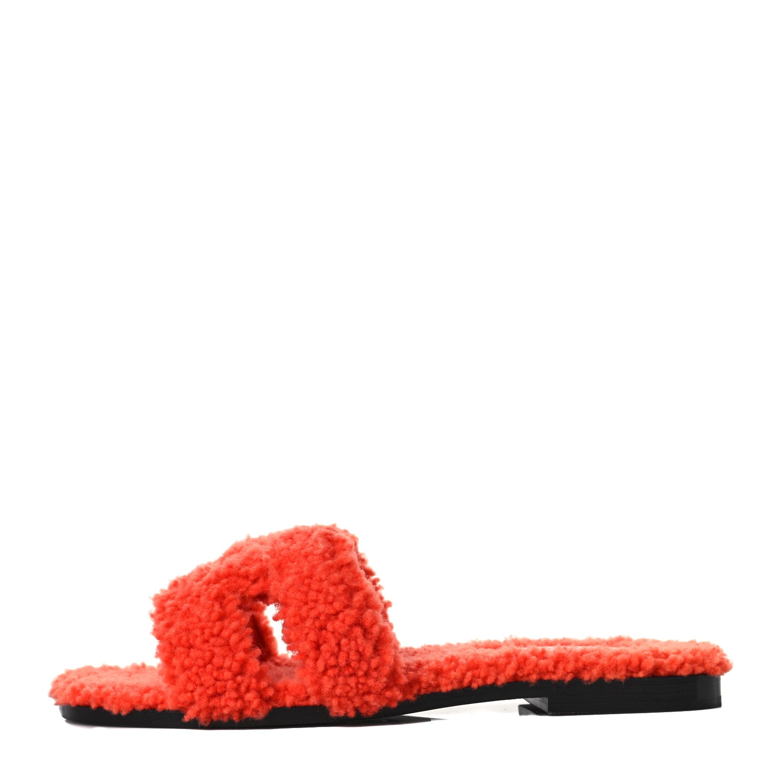 Hermes Woolskin Oran Sandals 37 Orange 1 of 8