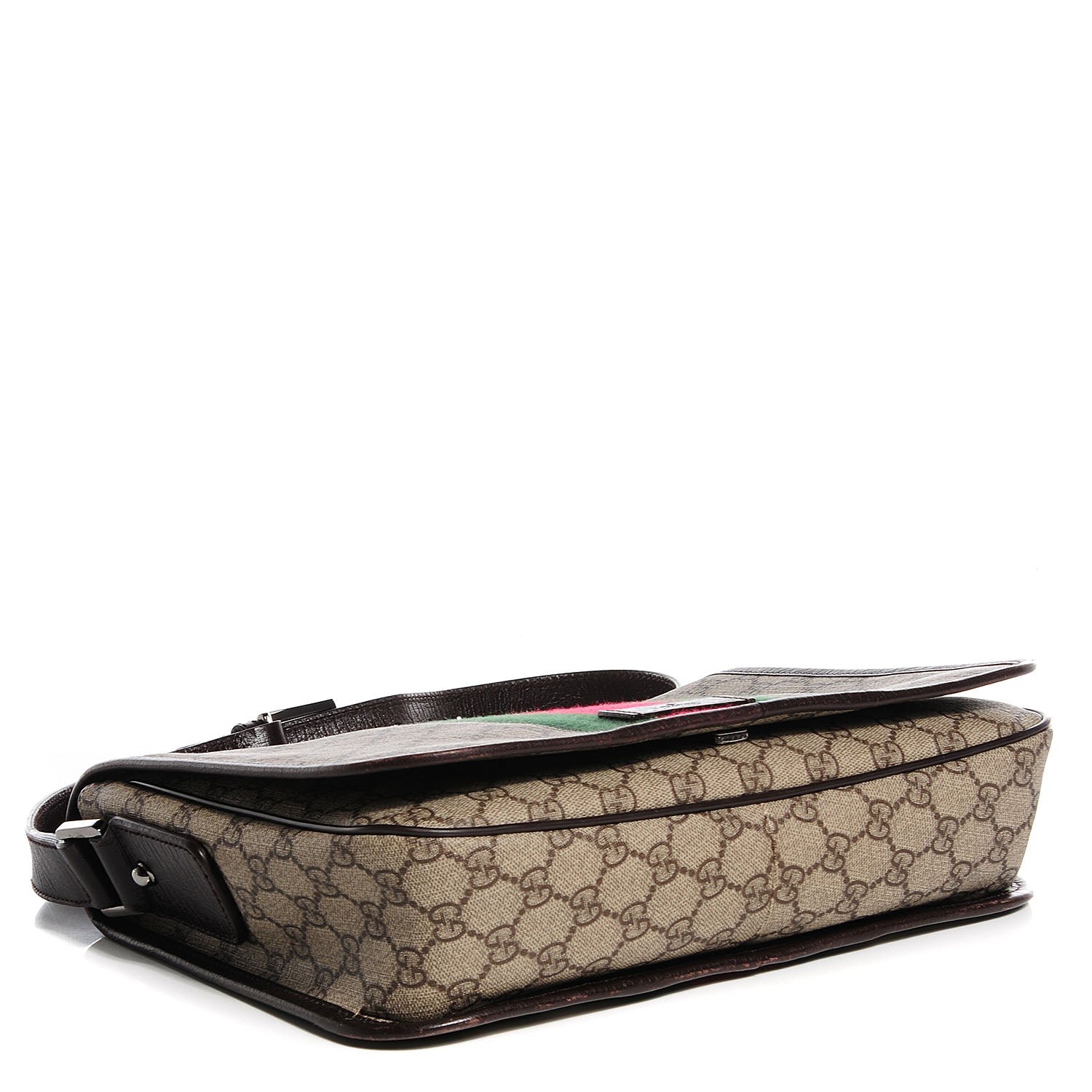 Gucci GG Plus Monogram Web Large Flap Messenger Beige Dark Brown 4 of 7