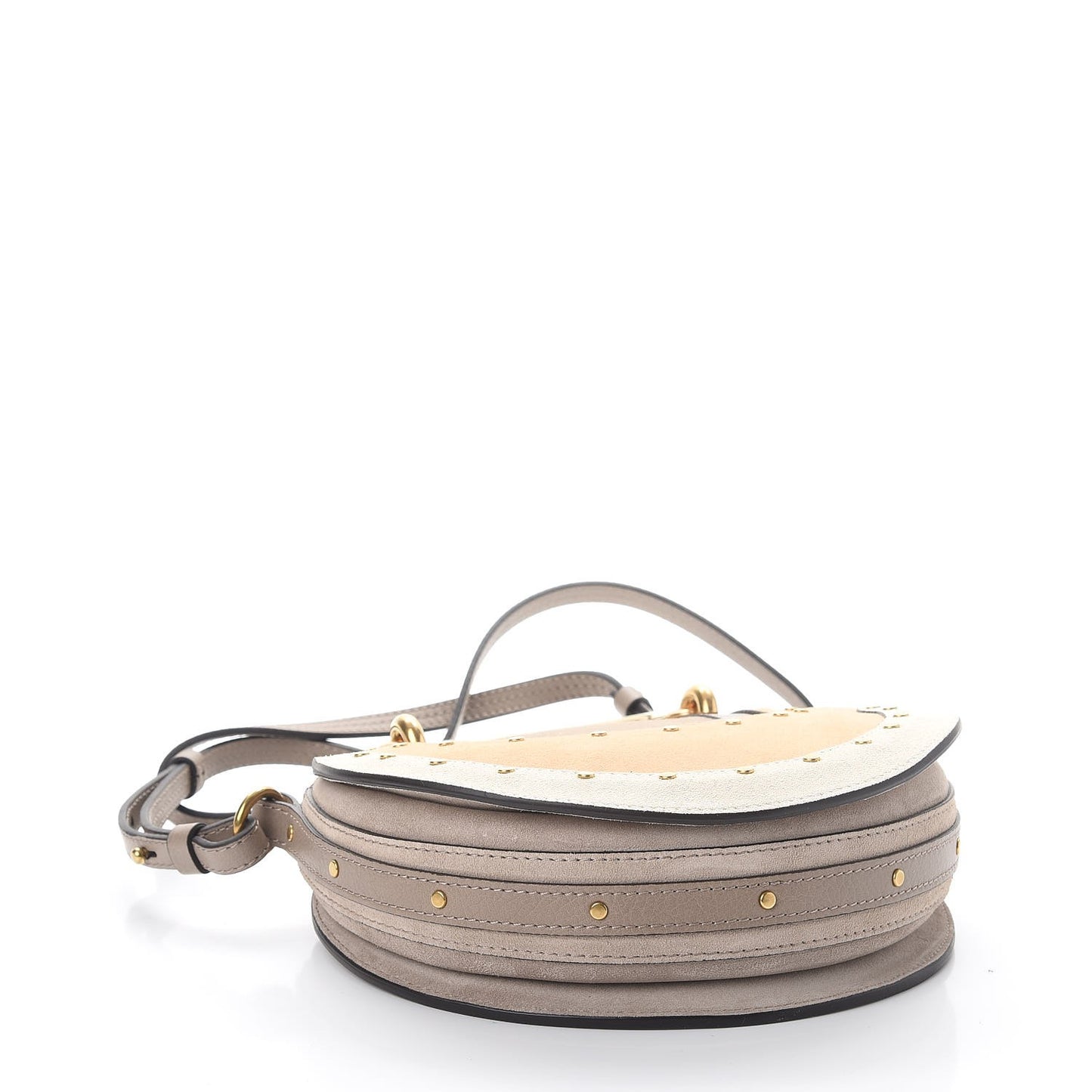 Smooth Calfskin Suede Patchwork Studded Small Pixie Bag Motty Grey