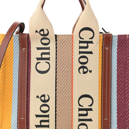 Chloe Cotton Calfskin Small Woody Striped Ribbon Tote Multicolor 8 of 11