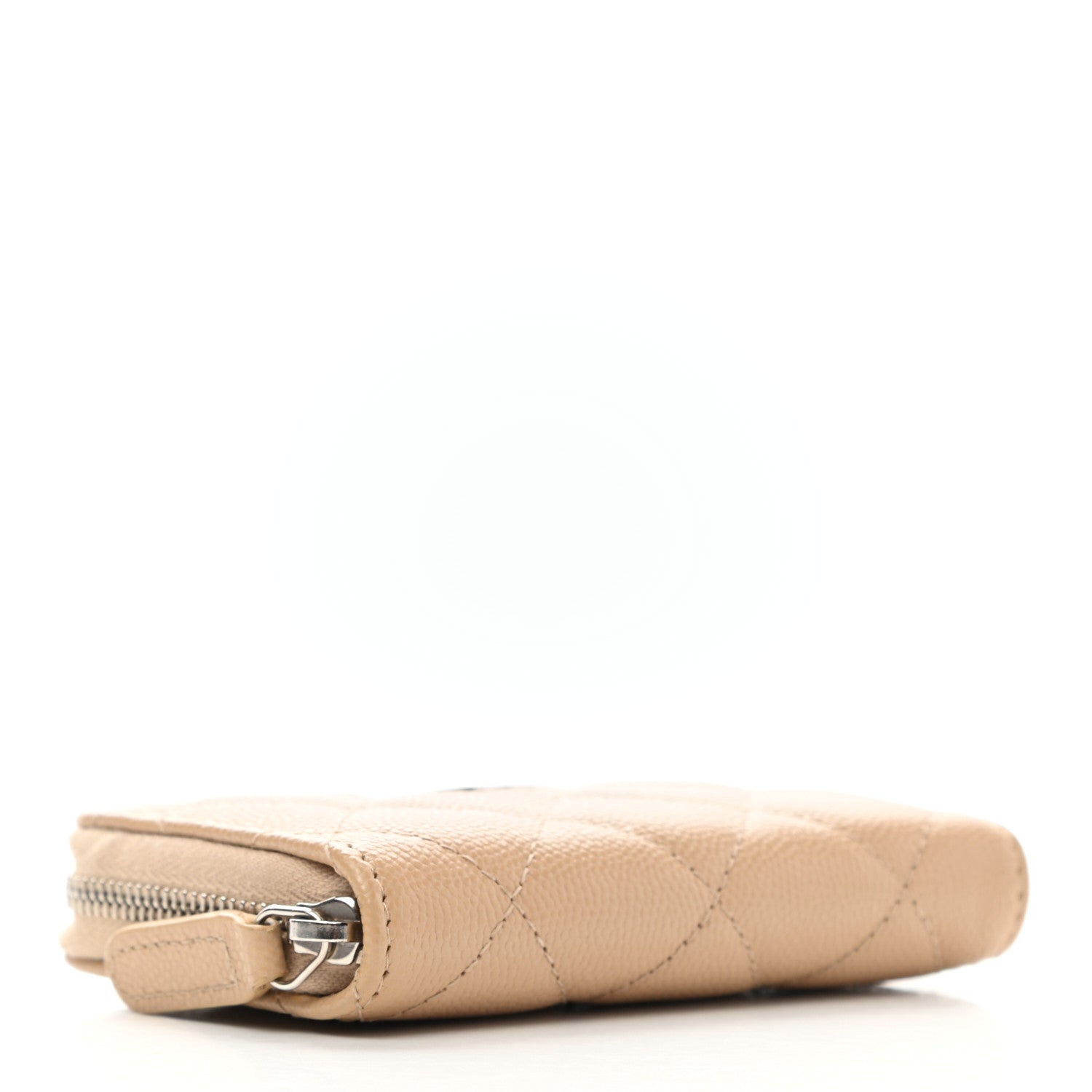 Chanel Caviar Quilted Zip Around Coin Purse Beige 4 of 8