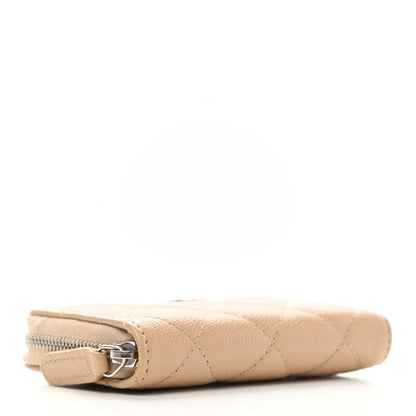 Chanel Caviar Quilted Zip Around Coin Purse Beige 4 of 8