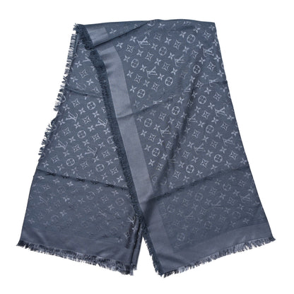 Louis Vuitton Silk Wool Monogram Denim Shawl Blue 2 of 4
