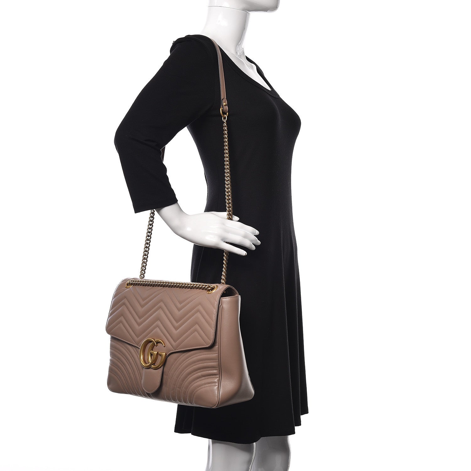 Gucci Calfskin Matelasse Large GG Marmont Shoulder Bag Porcelain Rose 2 of 9