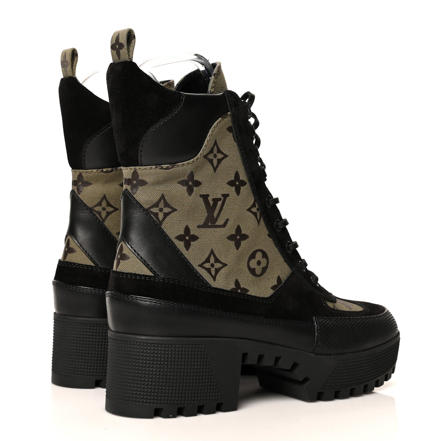 Suede Monogram Laureate Platform Desert Boots 39.5 Kaki Black