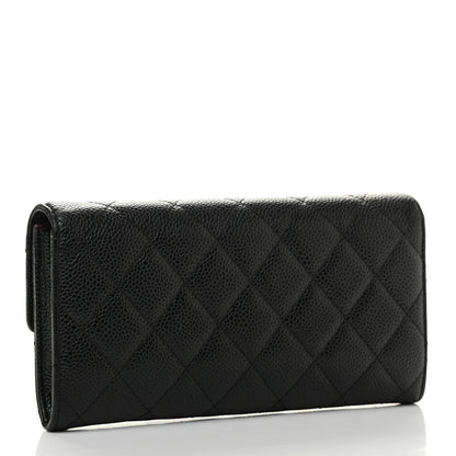 Chanel Caviar Quilted Large Gusset Flap Wallet Black 3 of 7
