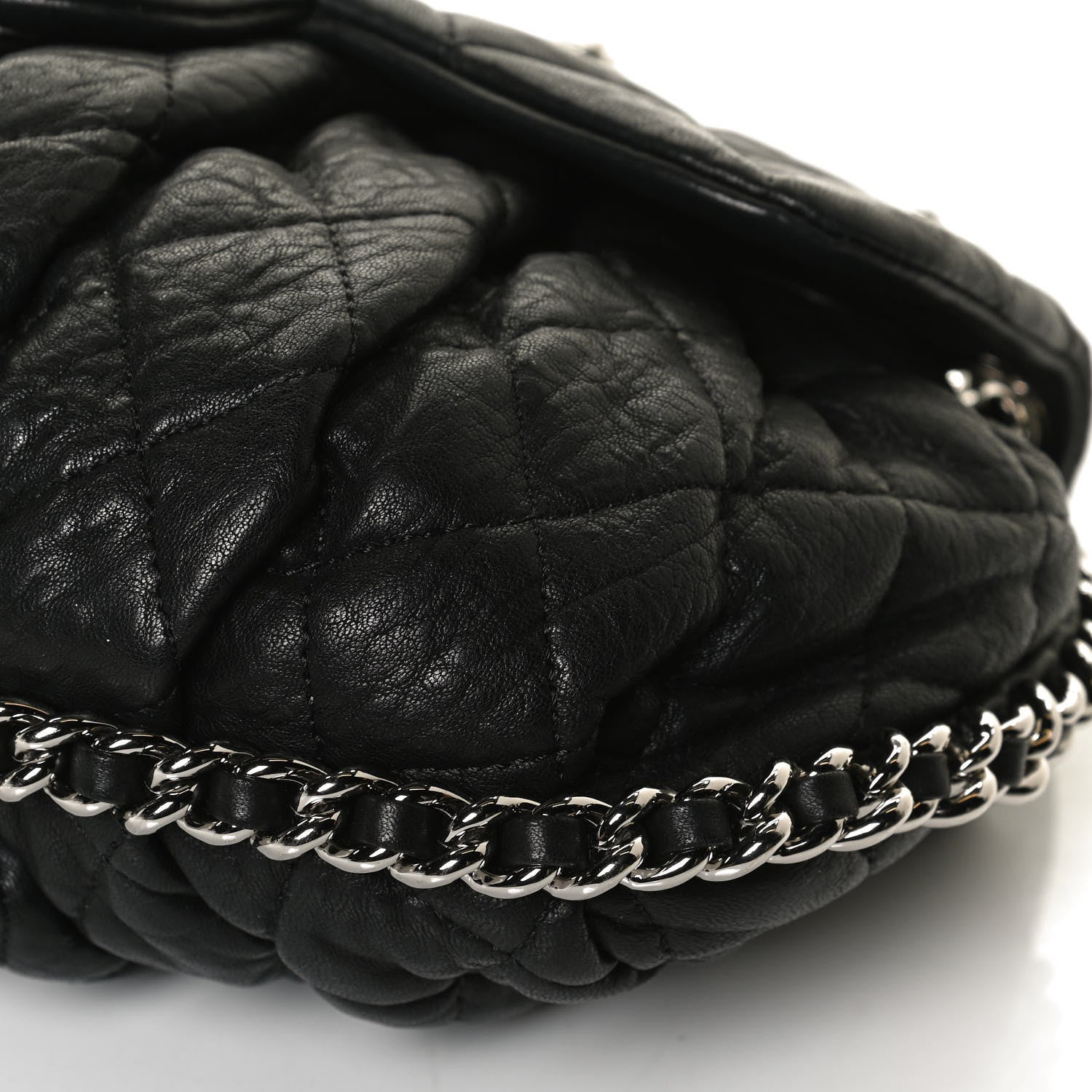 Chanel Washed Lambskin Quilted Medium Chain Around Messenger Black 12 of 15