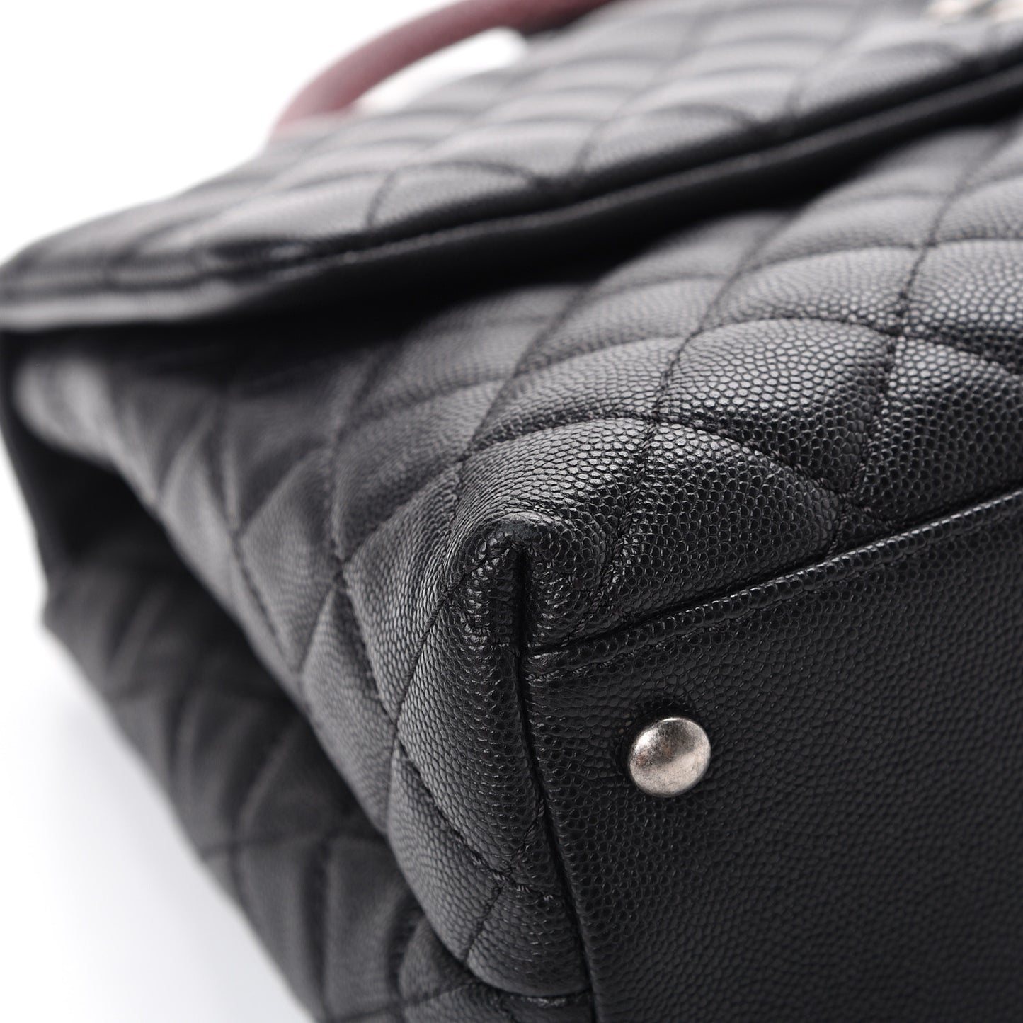 Caviar Lizard Quilted Medium Coco Handle Flap Black