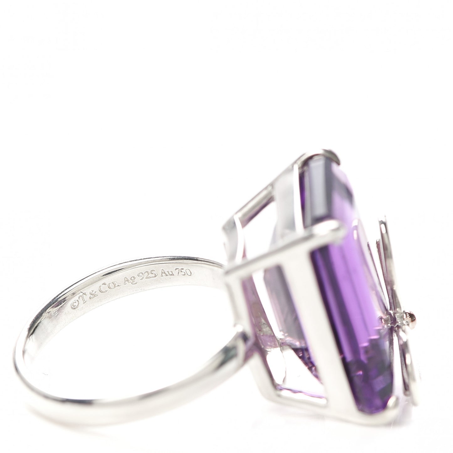 Sterling Silver 18K Rose Gold Amethyst Return to Tiffany Love Bugs Butterfly Ring 54 6.75