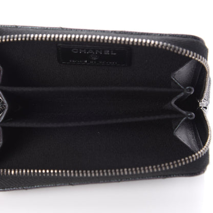 Chanel Iridescent Caviar Chevron Quilted Zip Around Coin Purse Black 5 of 8