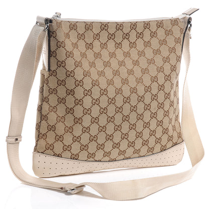 Gucci Monogram Calfskin Perforated Medium Flat Messenger Bag White 3 of 7