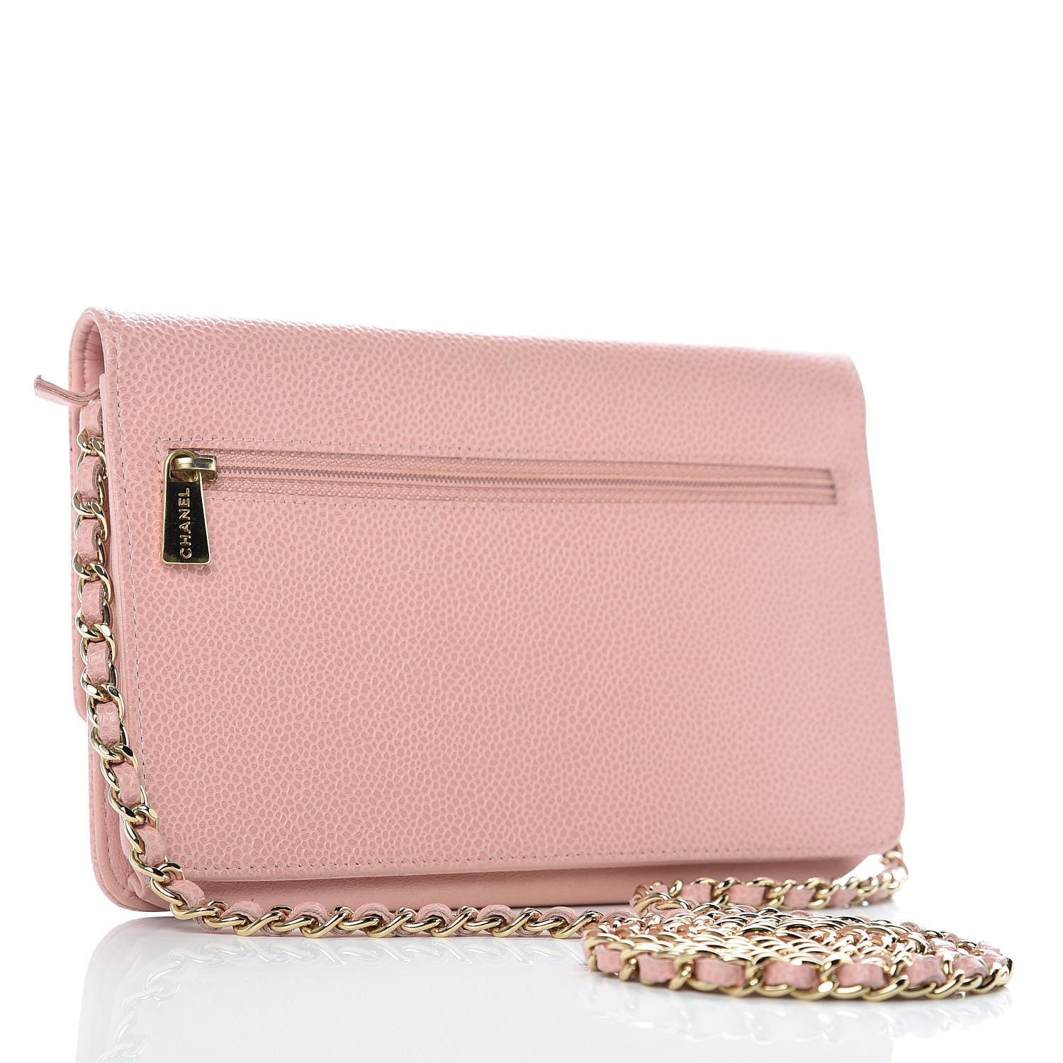 Chanel Caviar Timeless CC Wallet On Chain WOC Pink 3 of 10