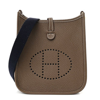Hermes Taurillon Clemence Amazone Evelyne TPM Etoupe Bleu Indigo 1 of 11