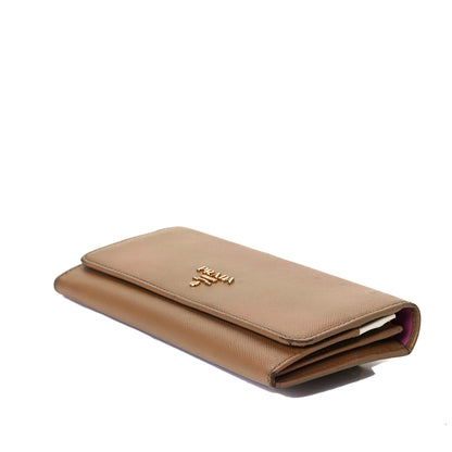 Prada Saffiano Metal Continental Flap Wallet Cuoio 5 of 10