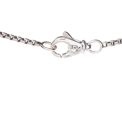 David Yurman Sterling Silver Pearl Diamond 25mm X Pendant Necklace 5 of 6