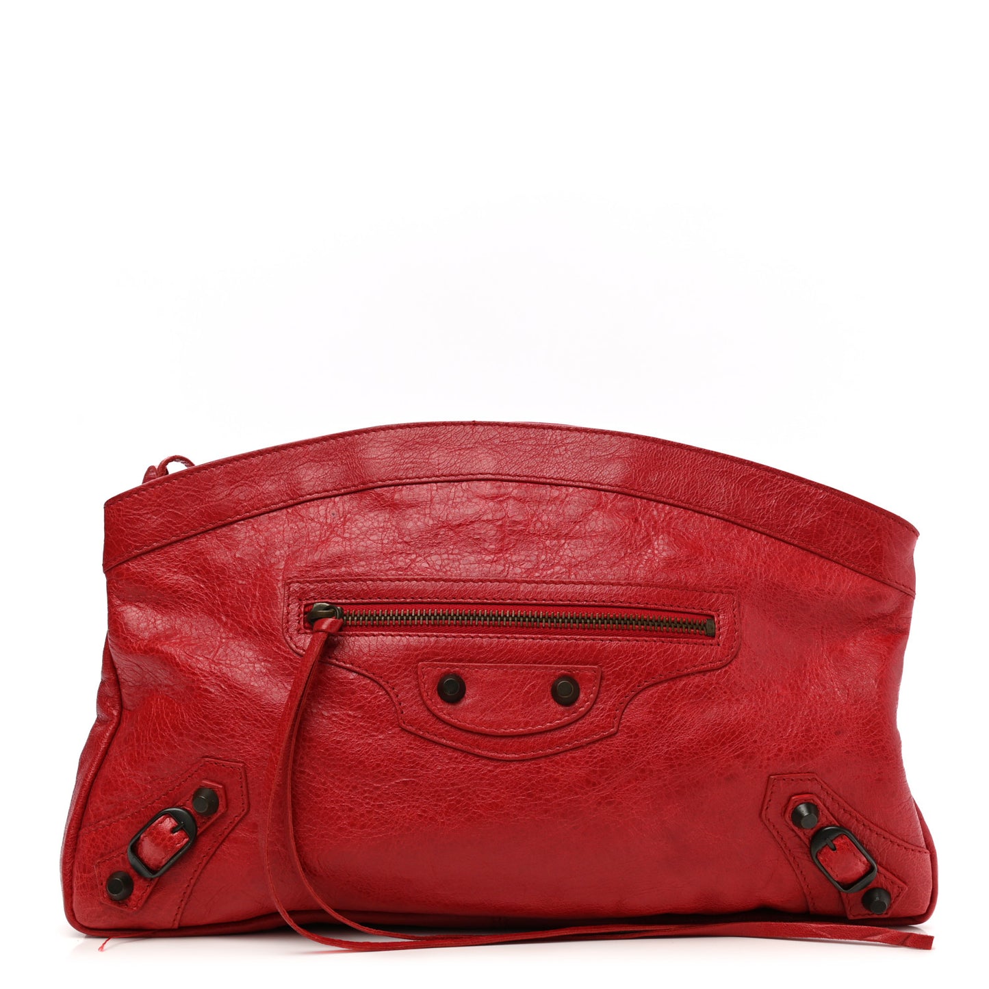Agneau Classic Hardware Premier Clutch Rouge Coquelicot