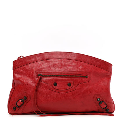 Balenciaga Agneau Classic Hardware Premier Clutch Rouge Coquelicot 3 of 14