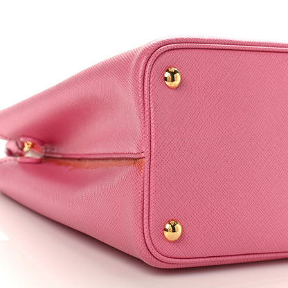 Prada Saffiano Cuir Small Bi-Color Double Bag Begonia Sole 8 of 9