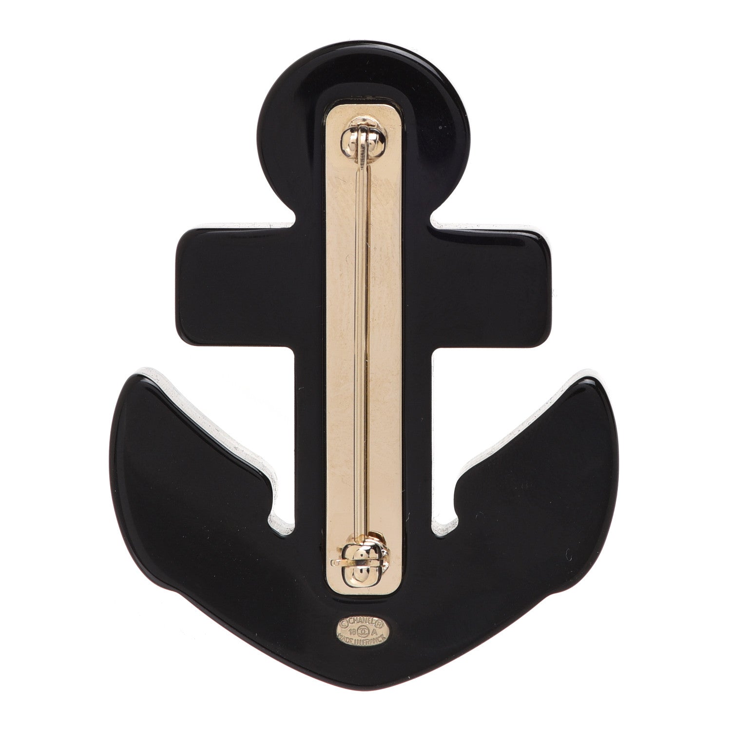 Chanel Resin Pearl Anchor CC Brooch Black Blue 3 of 5