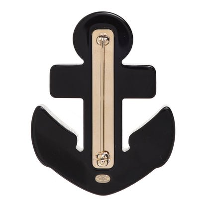 Chanel Resin Pearl Anchor CC Brooch Black Blue 3 of 5