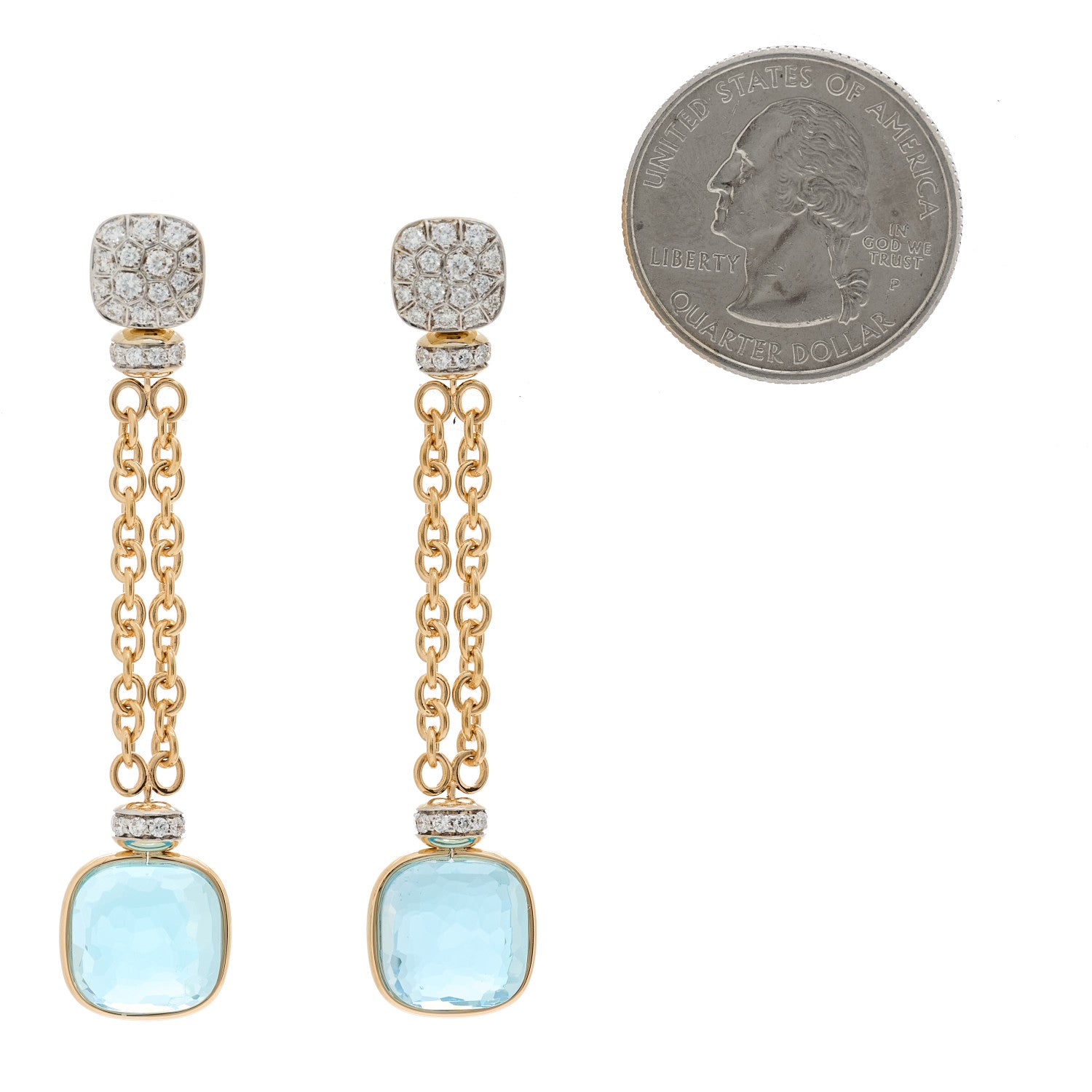 Pomellato 18K Rose Gold Diamond Blue Topaz Nudo Drop Earrings 2 of 4