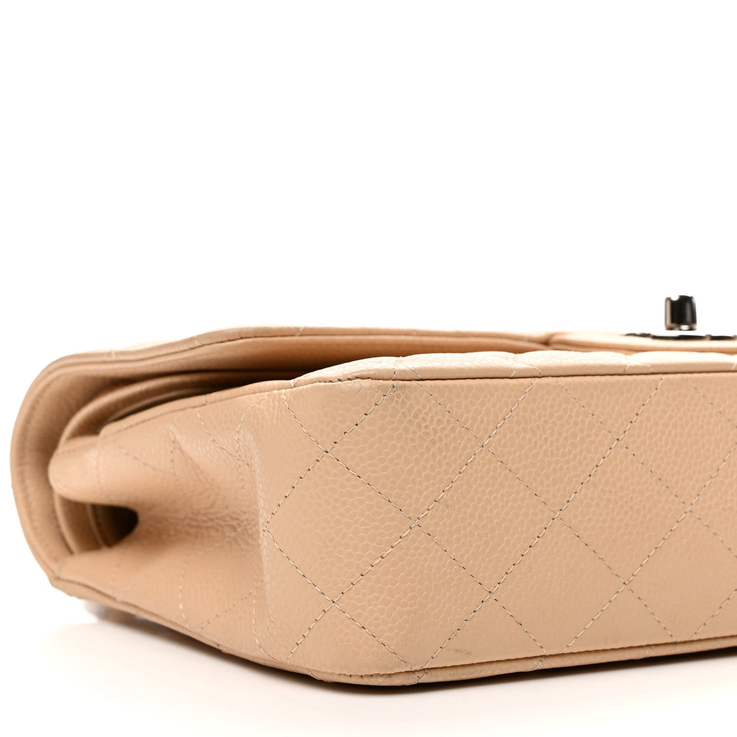 Caviar Quilted Medium Double Flap Beige Clair