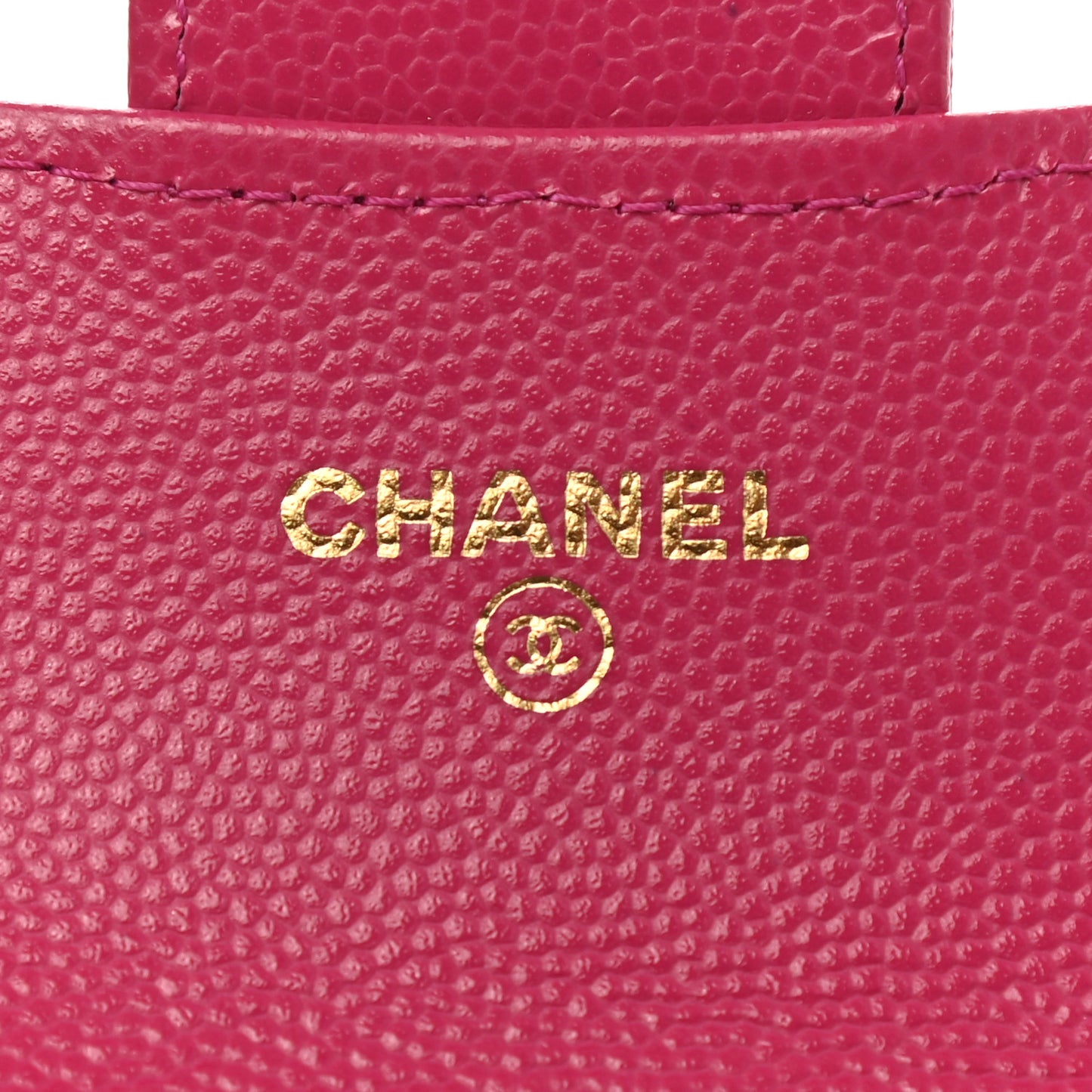 Caviar Quilted Flap Card Holder Wallet Fuchsia