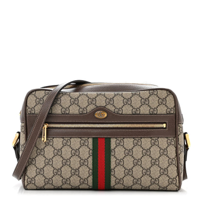 Gucci GG Supreme Monogram Web Small Ophidia Shoulder Bag Brown 1 of 10