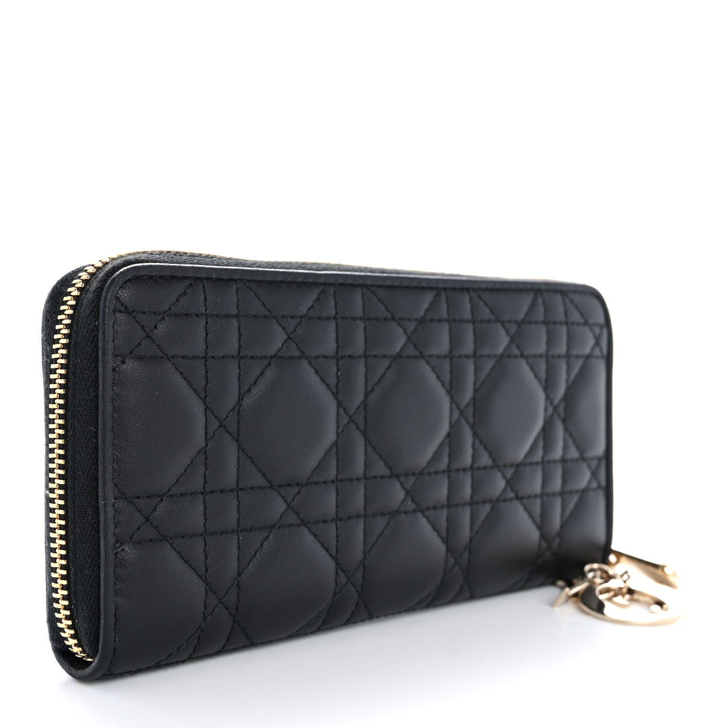 Christian Dior Lambskin Cannage Lady Dior Voyageur Wallet Black 3 of 11