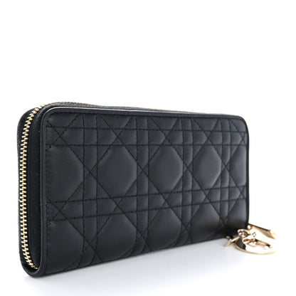 Christian Dior Lambskin Cannage Lady Dior Voyageur Wallet Black 3 of 11