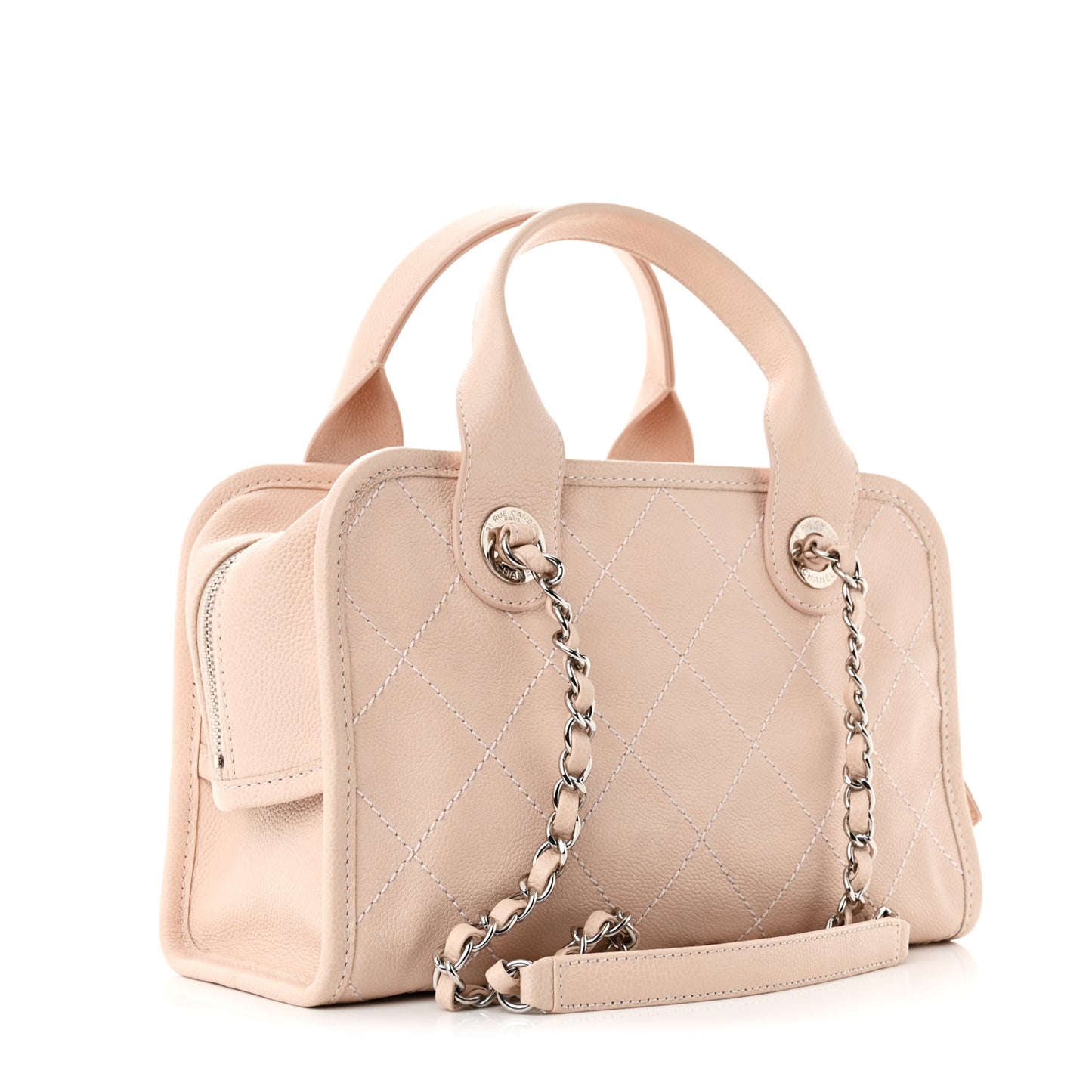 Caviar Quilted Small Deauville Bowling Bag Light Pink