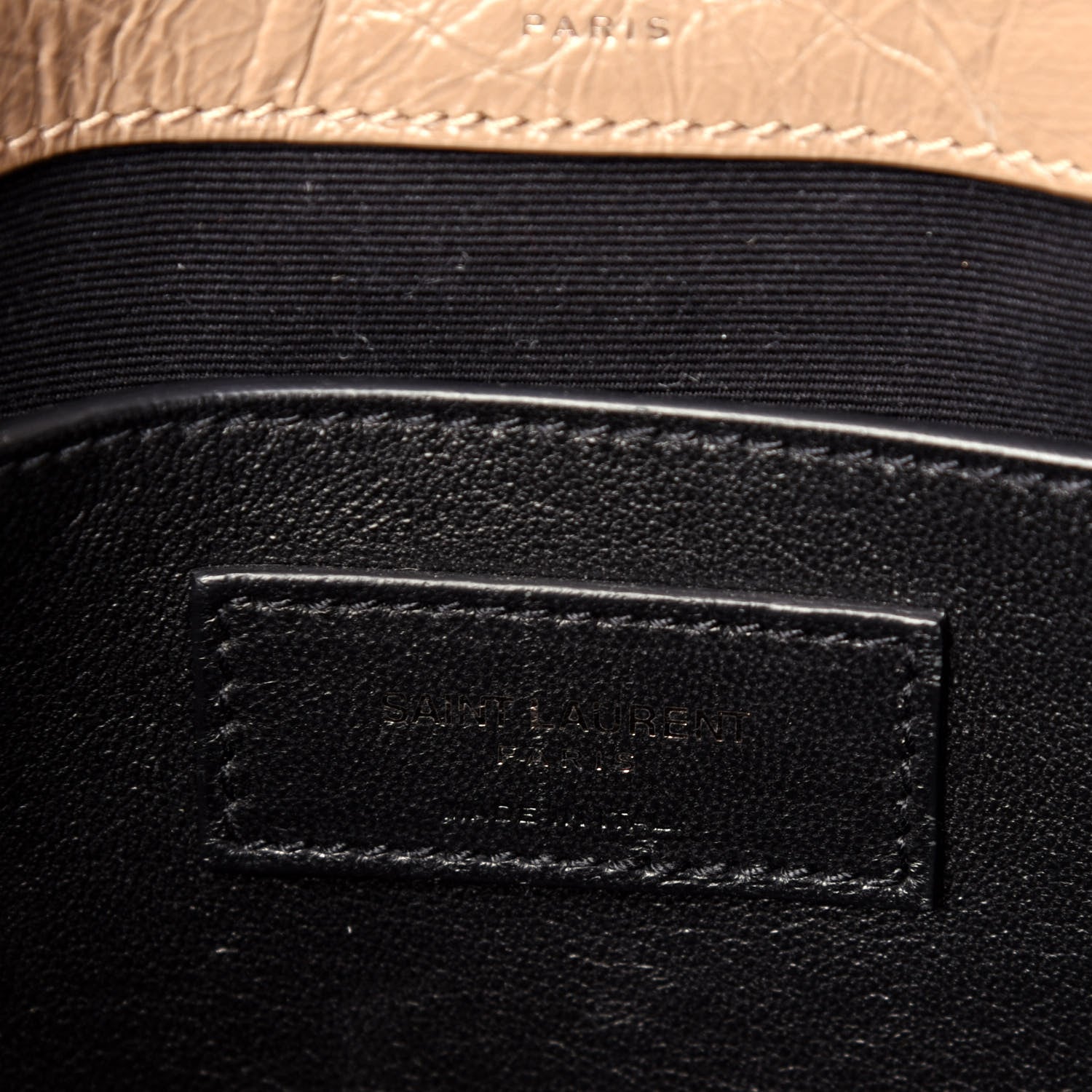 Saint Laurent Crinkled Calfskin Matelasse Monogram Baby Niki Chain Satchel Light Taupe 9 of 13