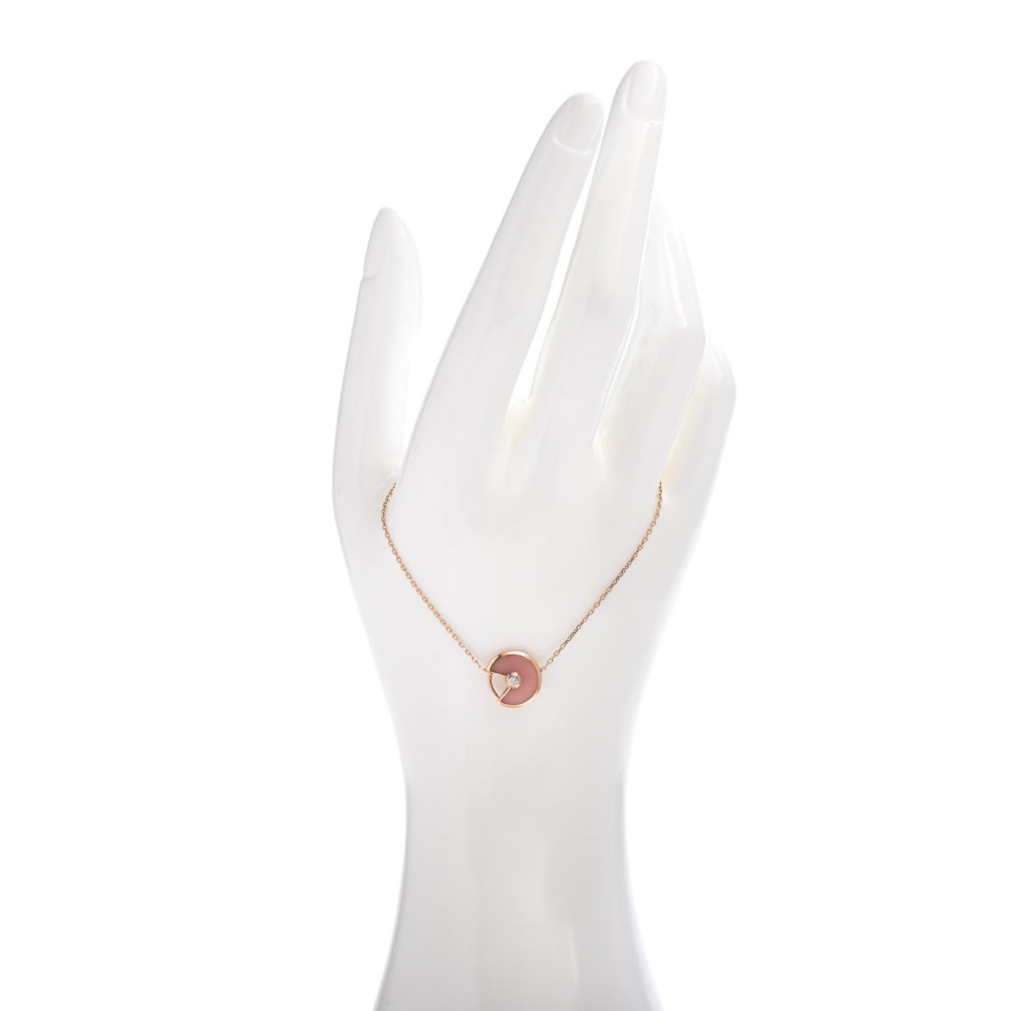 18K Pink Gold Diamond Pink Opal Amulette de Cartier Bracelet