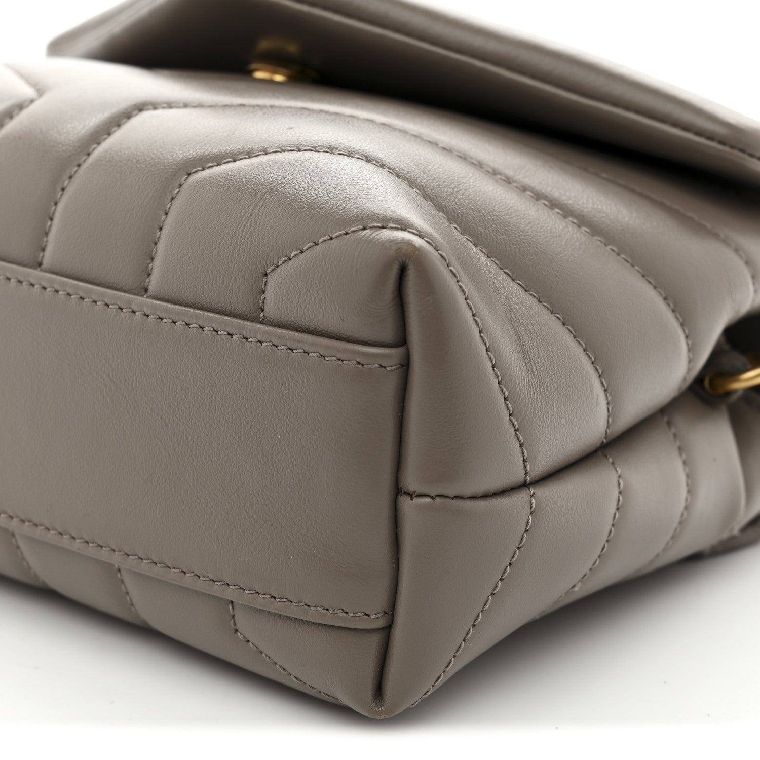 Saint Laurent Calfskin Y Quilted Monogram Toy Loulou Crossbody Bag Greyish Brown 12 of 12