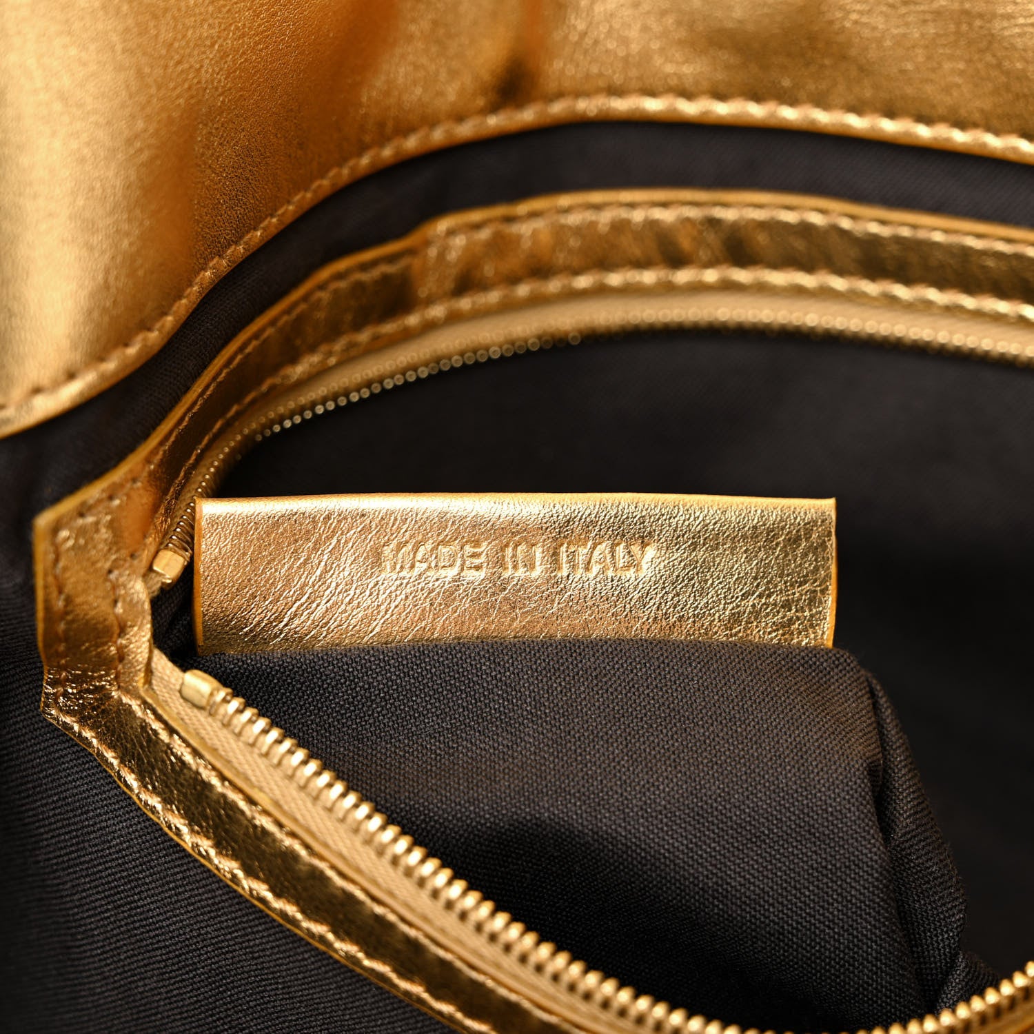 Fendi Vitello Catalan Mirror FF 1974 Embossed Large Baguette Gold 7 of 12