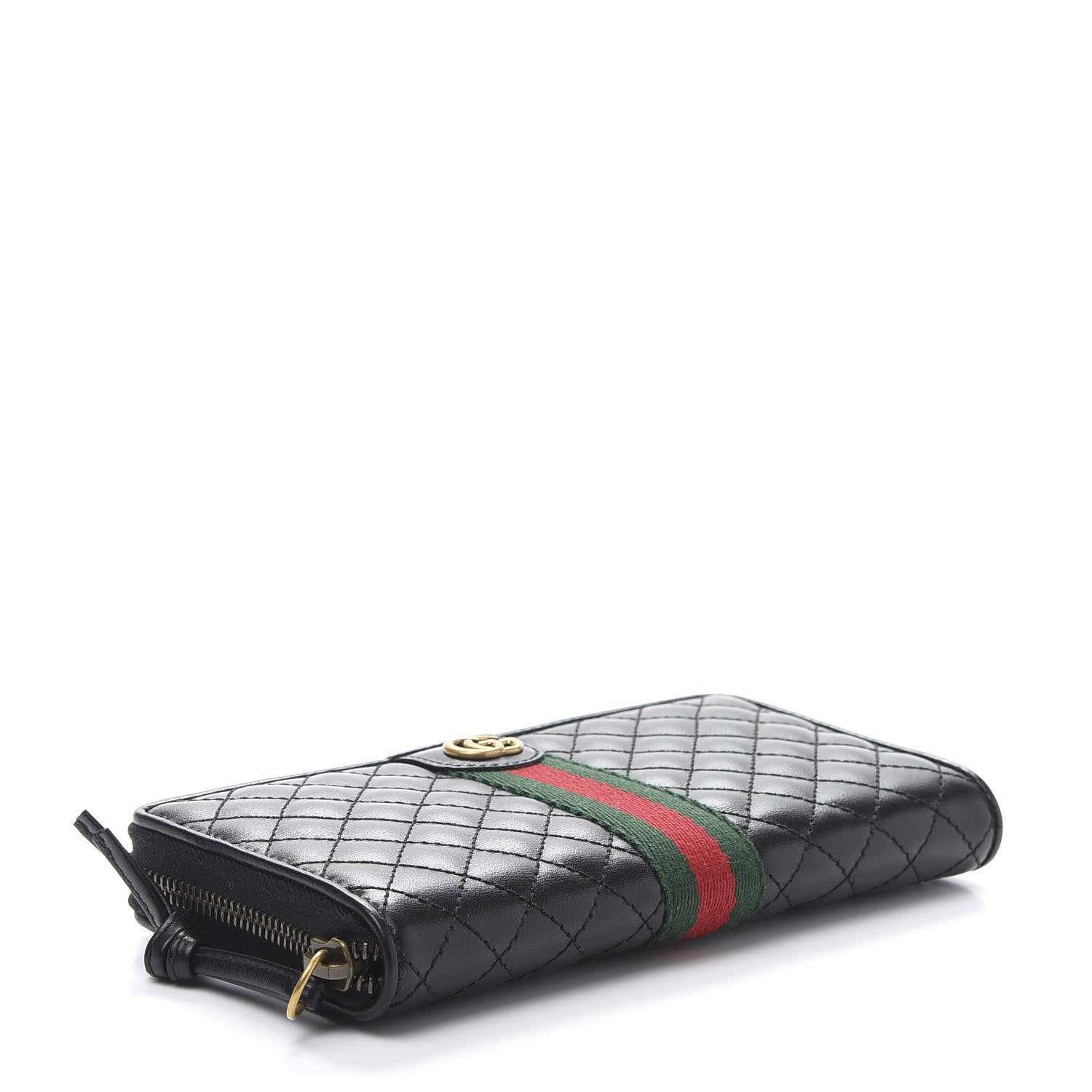 Gucci Calfskin Web Trapuntata GG Zip Around Wallet Black 4 of 9