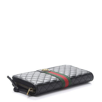 Gucci Calfskin Web Trapuntata GG Zip Around Wallet Black 4 of 9